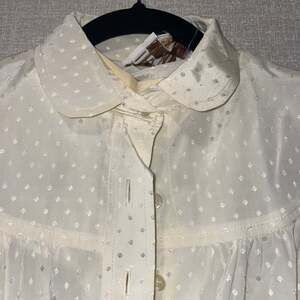 Vintage Delani II Sakowitz Ivory Polka Dot Prairie Dress with Belt